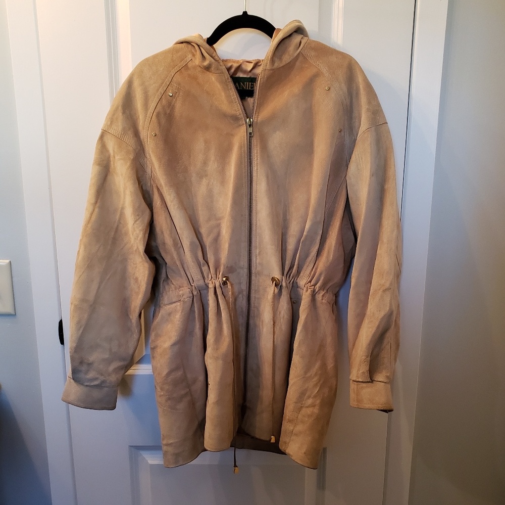 DANIER Beige Suede Utility Hooded Jacket